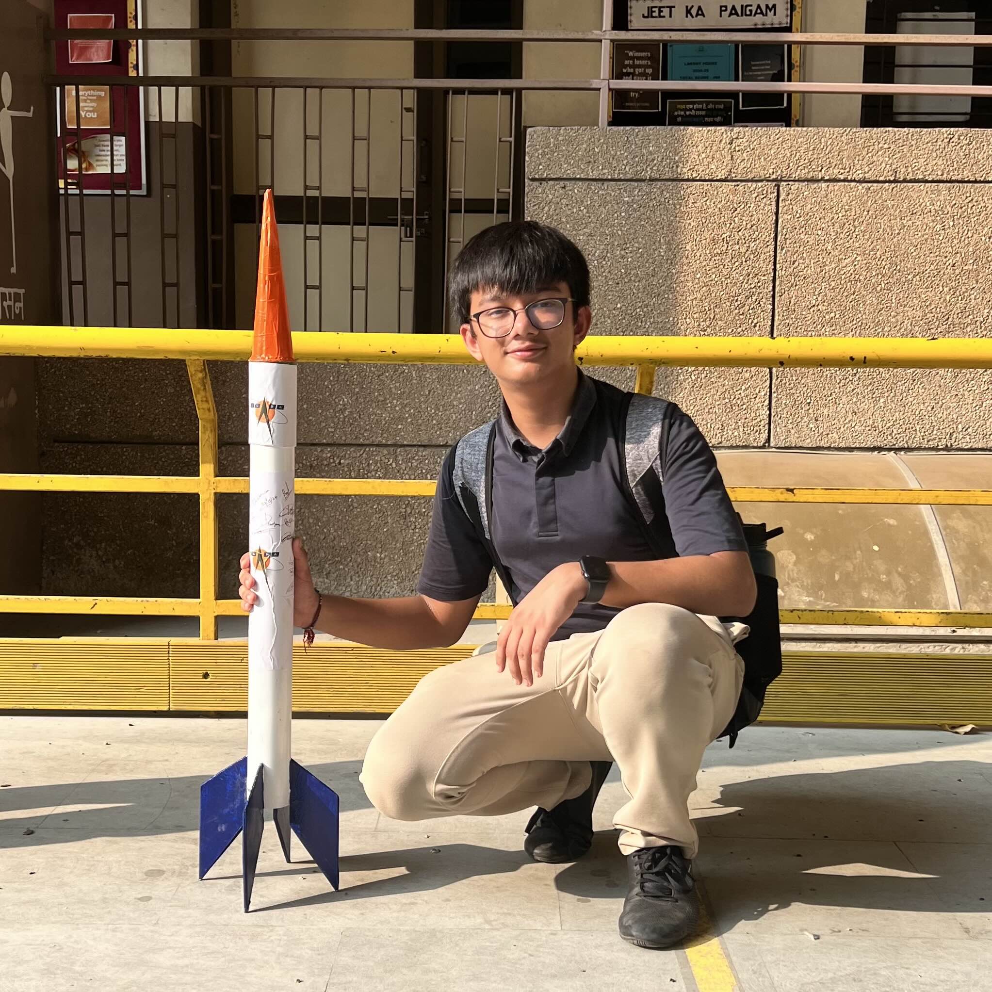 Dhairya Pandya with ISRA's first rocket